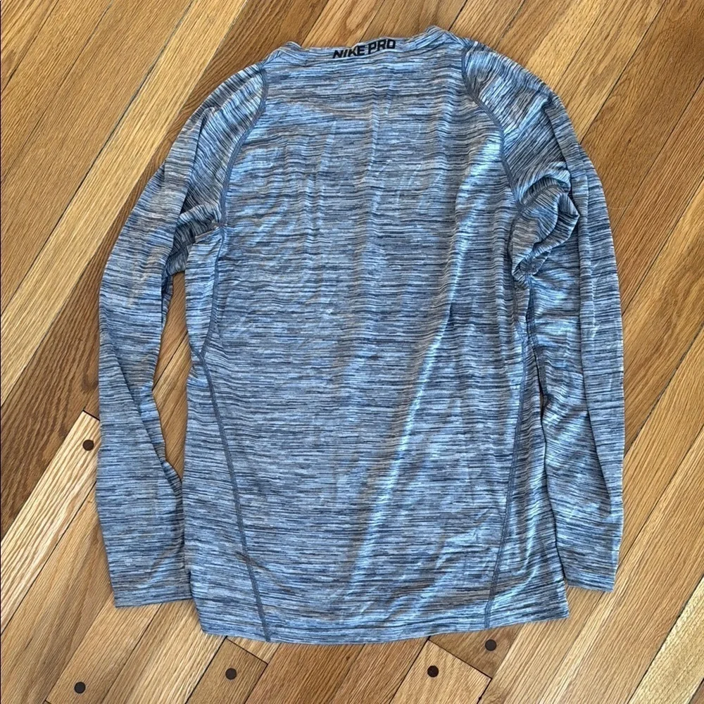 Nike Pro Men S Long Sleeve Shirt Blue Dri-Fit